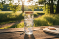 20oz Glass Tumbler (Blue Boots) Lifestyle