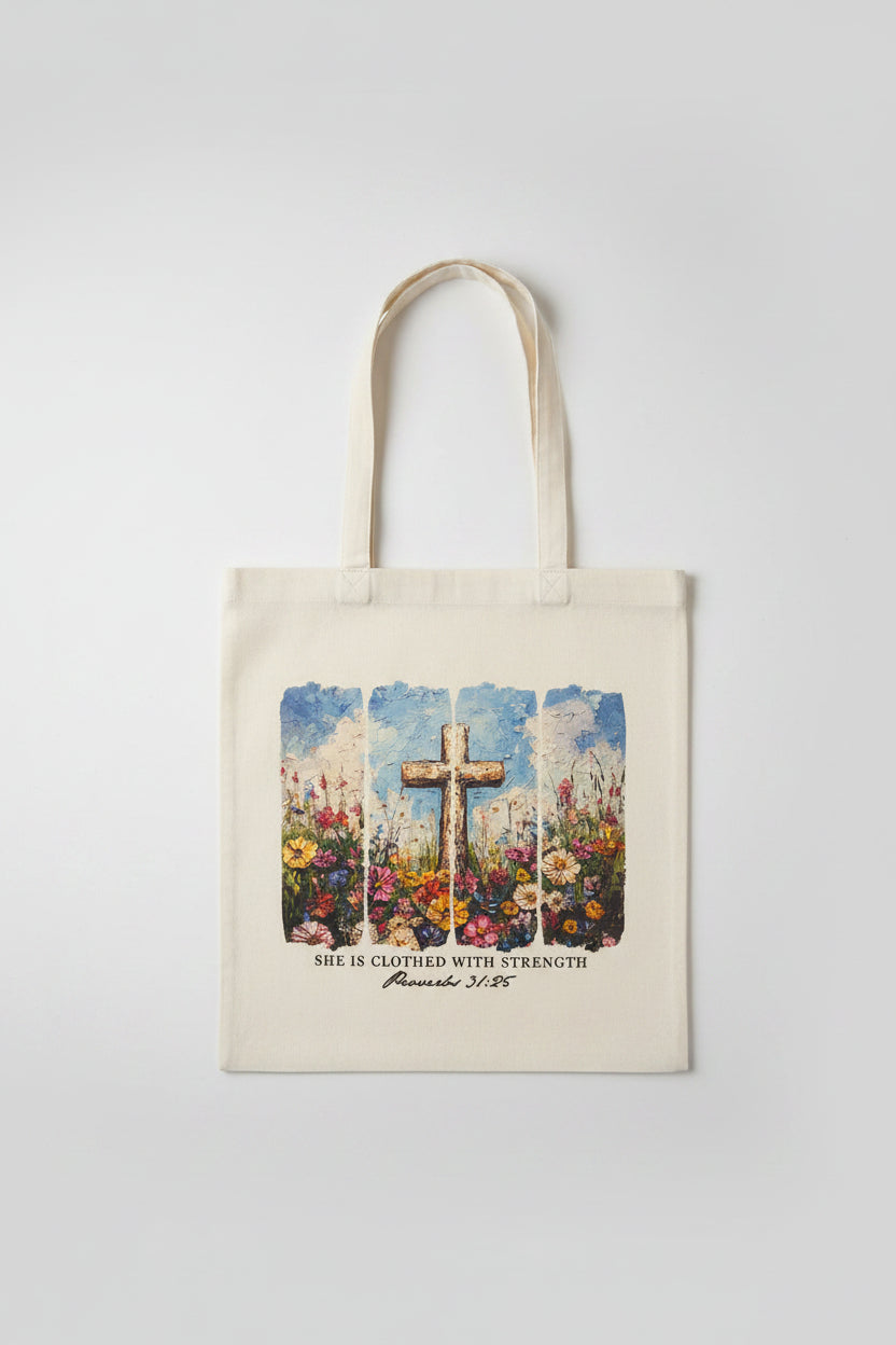 Painted cross bible bag